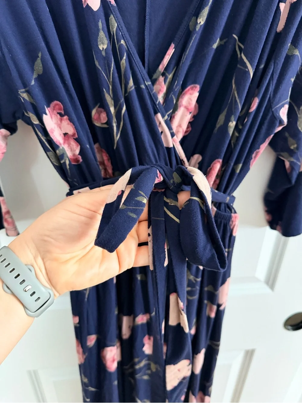 Isabel Maternity by Ingrid & Isabel Navy Maxi Dress with Pink Floral Print - Picture 5 of 14